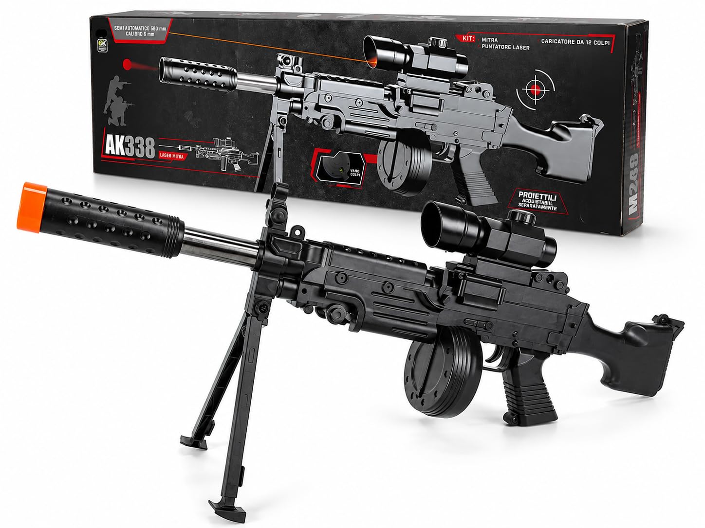 Mitra - Juguete con luz de 57 cm - Pistola de juguete mitra MP5 M4 - Juego con luces ametralladora - Juguete para juego de rifle ametralladora Cosplay (b)