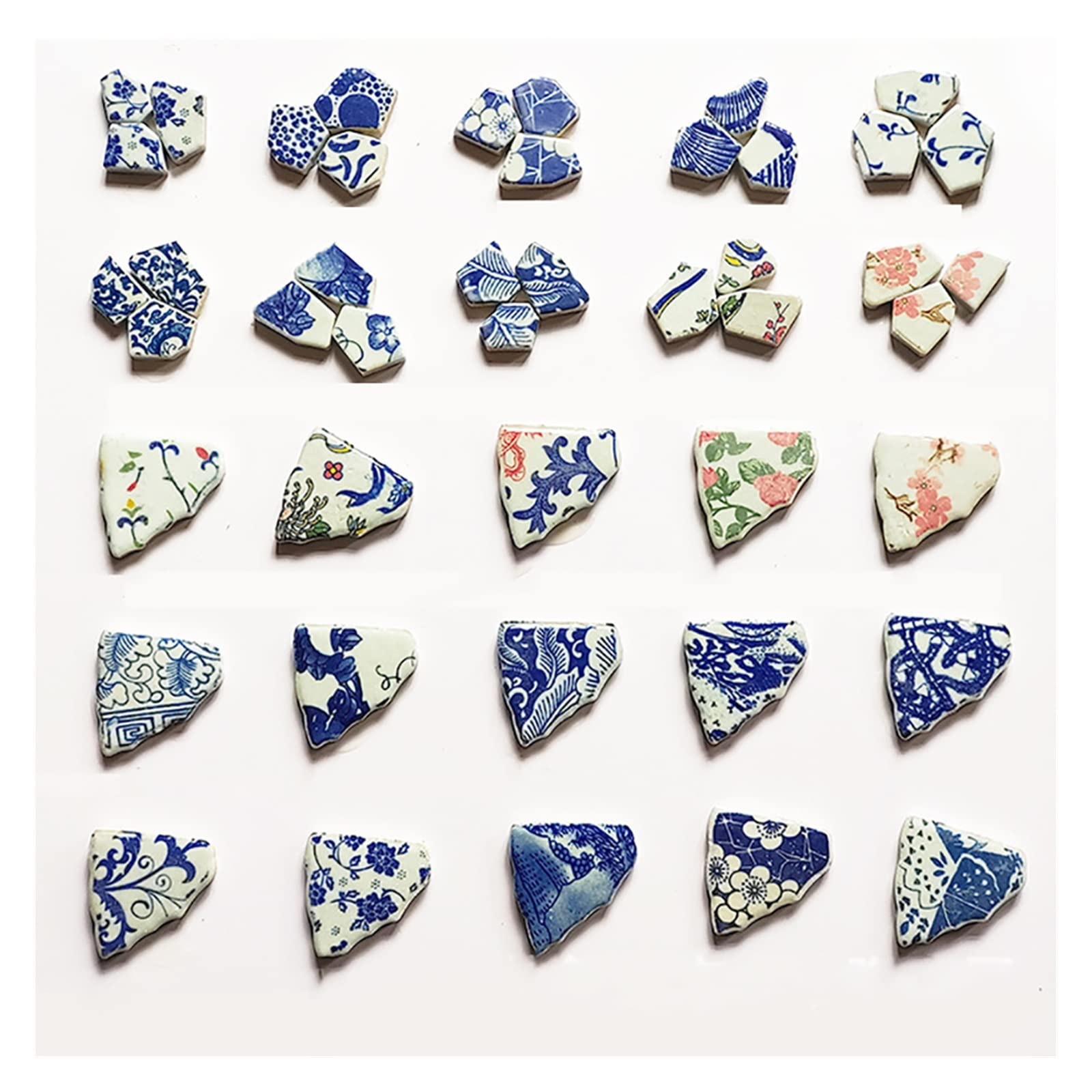 płytki mozaikowe, 100g Nieregularne płytki mozaikowe Ceramiczne Niebieskie białe kawałki ceramiki do tworzenia mozaiki DIY Hobby Ścienne rzemiosło Dekoracja(7)