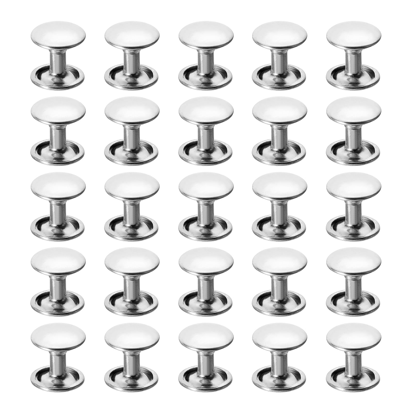 PATIKIL Leather Rivets, 160Sets Carbon Steel Double Cap Rivet Kits Craft Replacement Accessories for Handbags Belts Clothes Shoes, Silver (10 x 8 Mm)