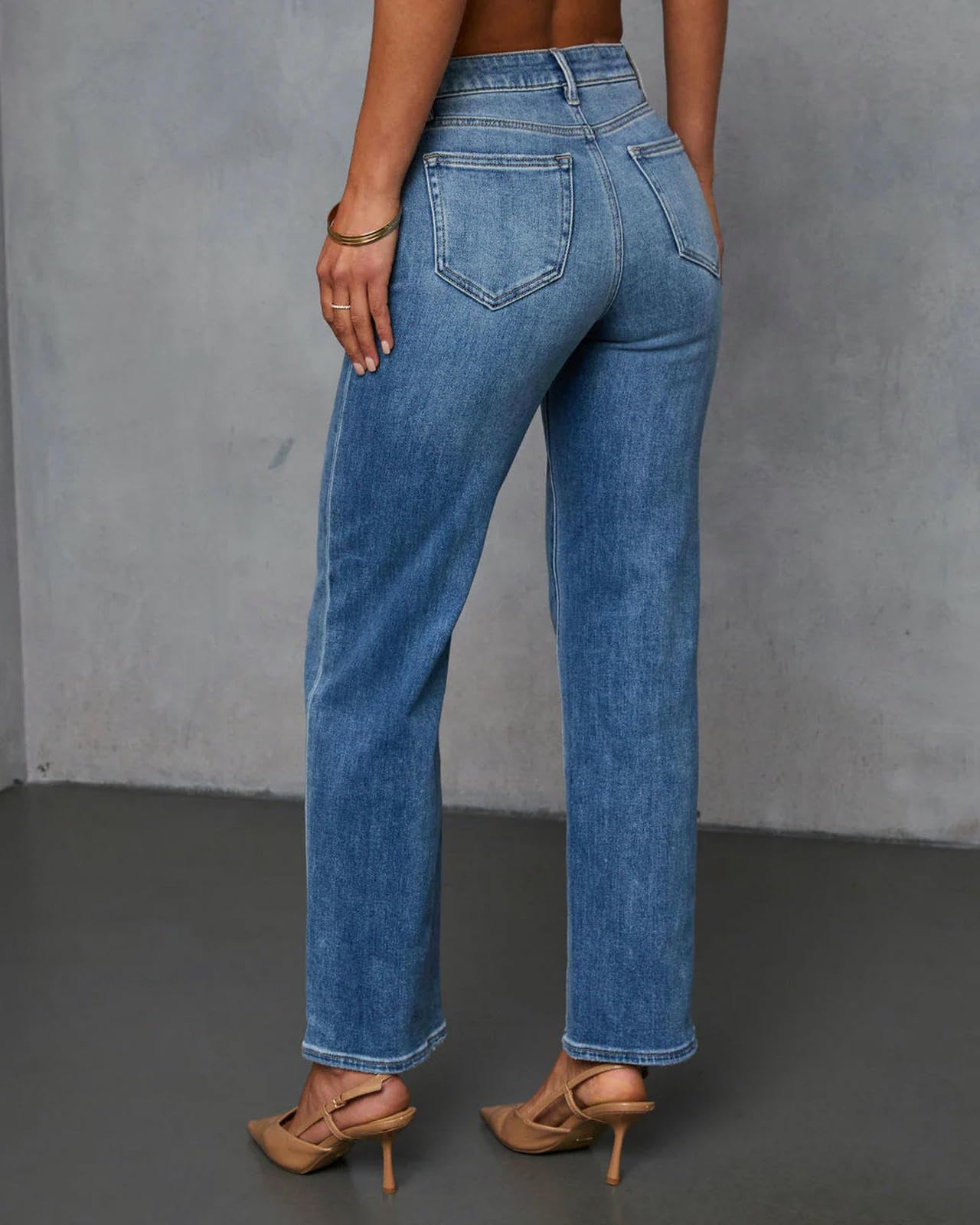 Jeans Donna Femminile Largo Gamba A metà Gamba-Blu-XL