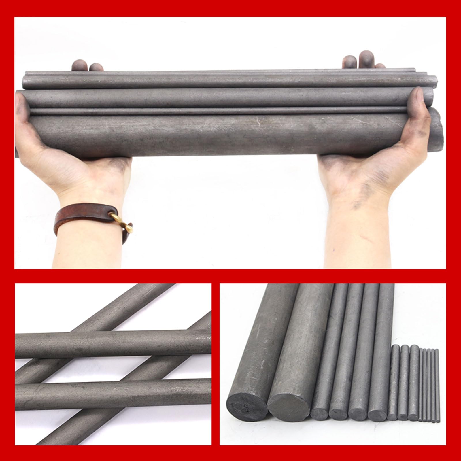 Tige de Graphite ， 10 pièces, Tige d'agitation en Carbone Longueur 355 mm, diamètre 4 mm-15 mm, bâton en Graphite for l'électronique des Machines métallurgiques (diamètre 4 mm)(4mm)