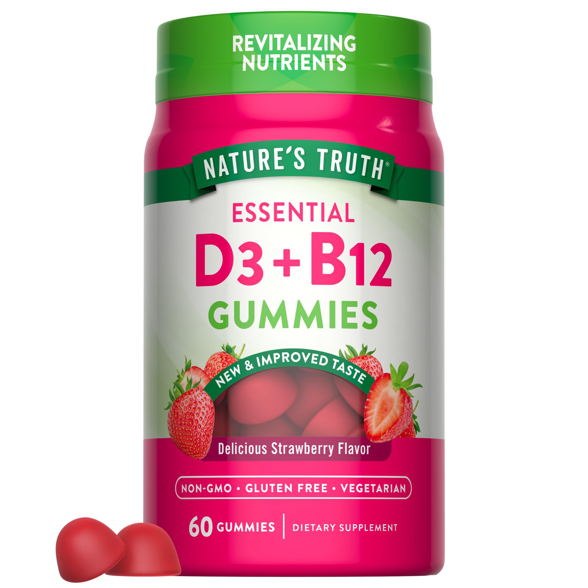 Nature's Truth Vitamin D3 and B12 Gummies for Adults | 60 Count 60 Count (Pack of 1)