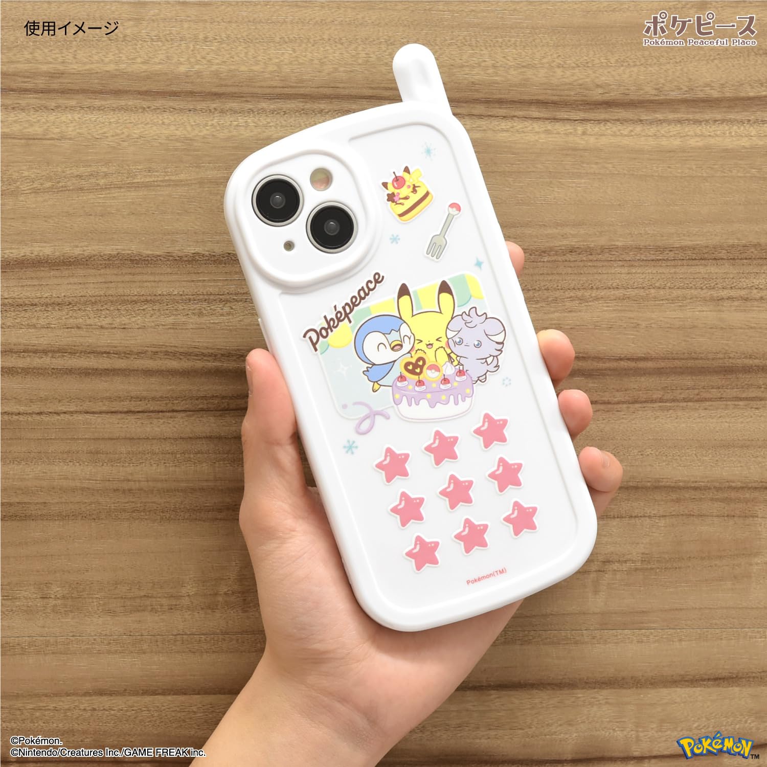 iPhoneケース 猫桜 - 和風 立体型 ハンドベルト付ソフトiPhoneケース