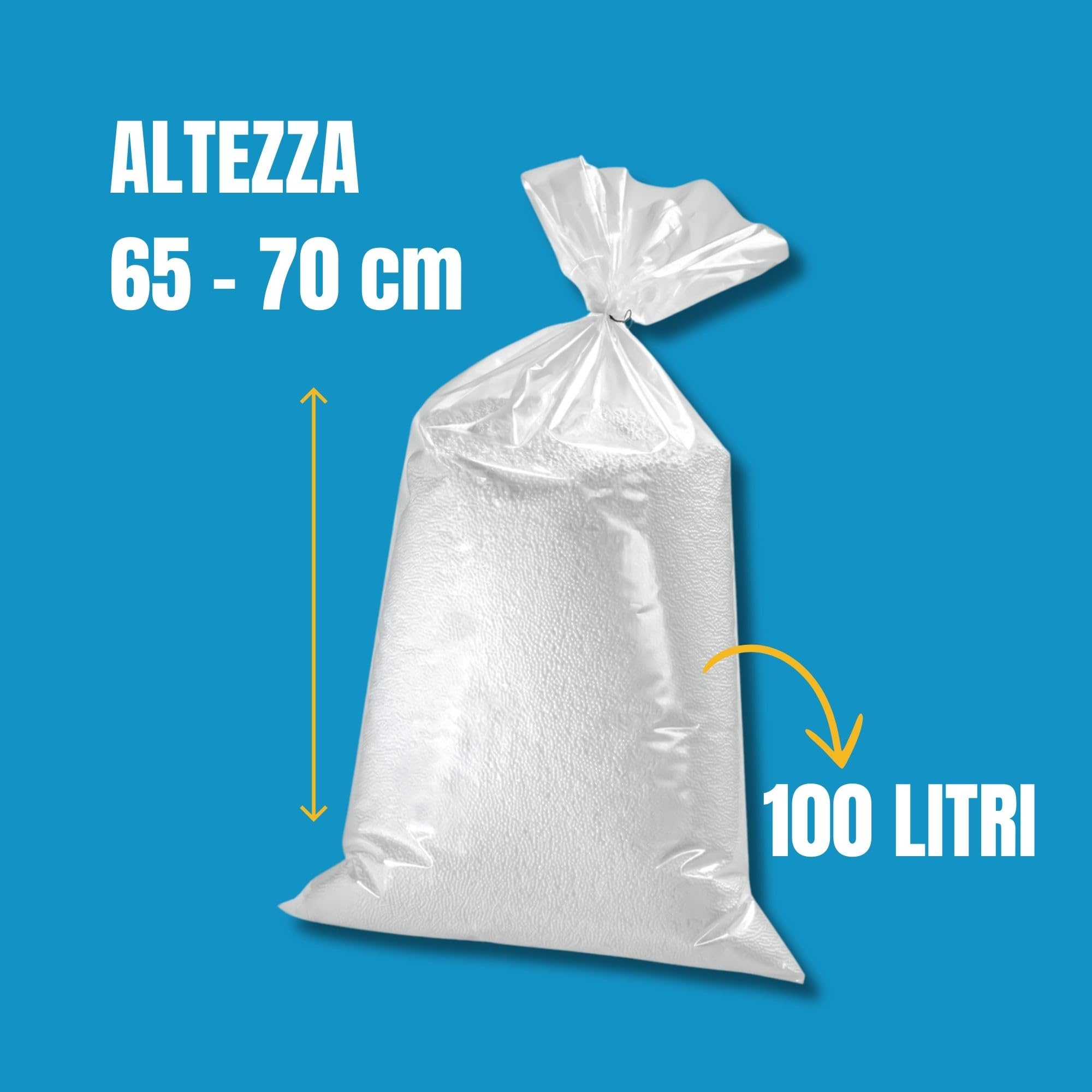 Bepouf - Sacco di Perle Polistirolo Espanso 100 Litri per Riempimento Pouf Poltrone Cuscini, Diametro da 2 a 8 mm - Palline Polistirolo per Imbottitura Pouf a sacco