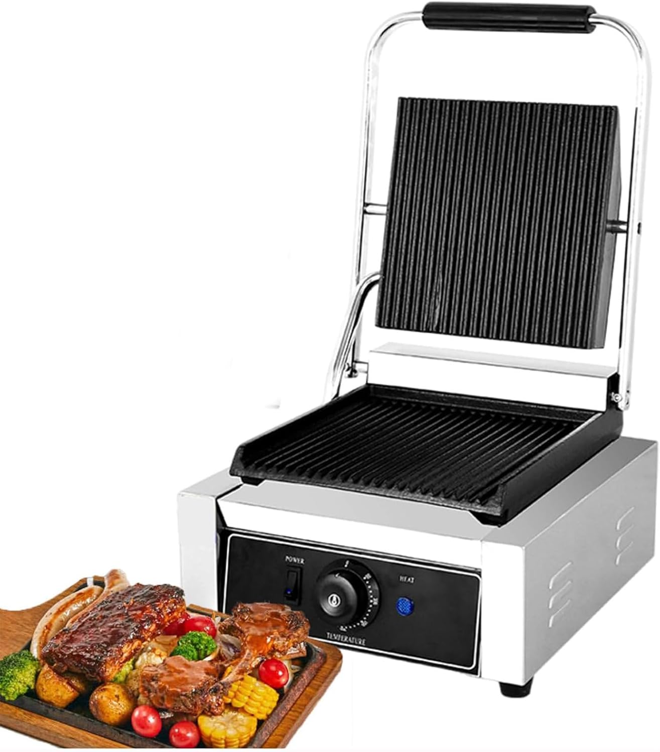 Deep Fill Toastie Maker, Electric Sandwich Waffle Makers and Press Grill, Stainless Steel Sandwich Press for Fried Chicken Shop, Coffee Shop, Snack Street (1800W)