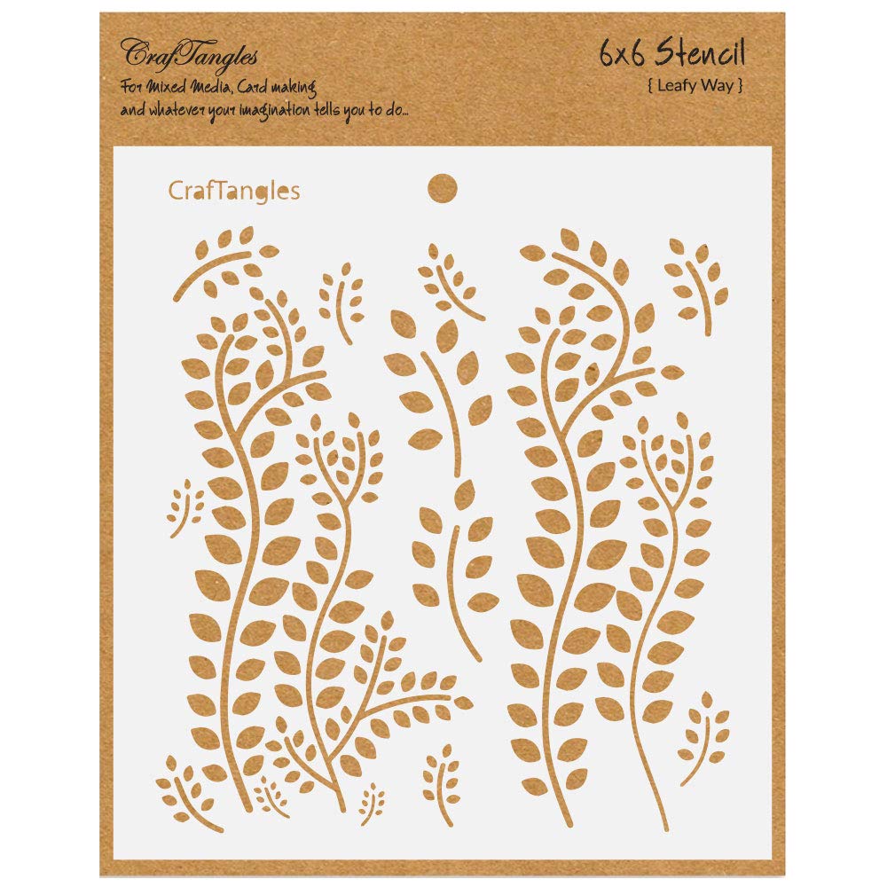 CrafTangles Art and Craft Stencil - Leafy Way, 6x6 inch, Reusable, use for DIY Painting on Canvas, Fabric, Cloth, Paper, Glass, Furniture, Wall, Mixed Media and Decoupage, 1Pc, CTCS93