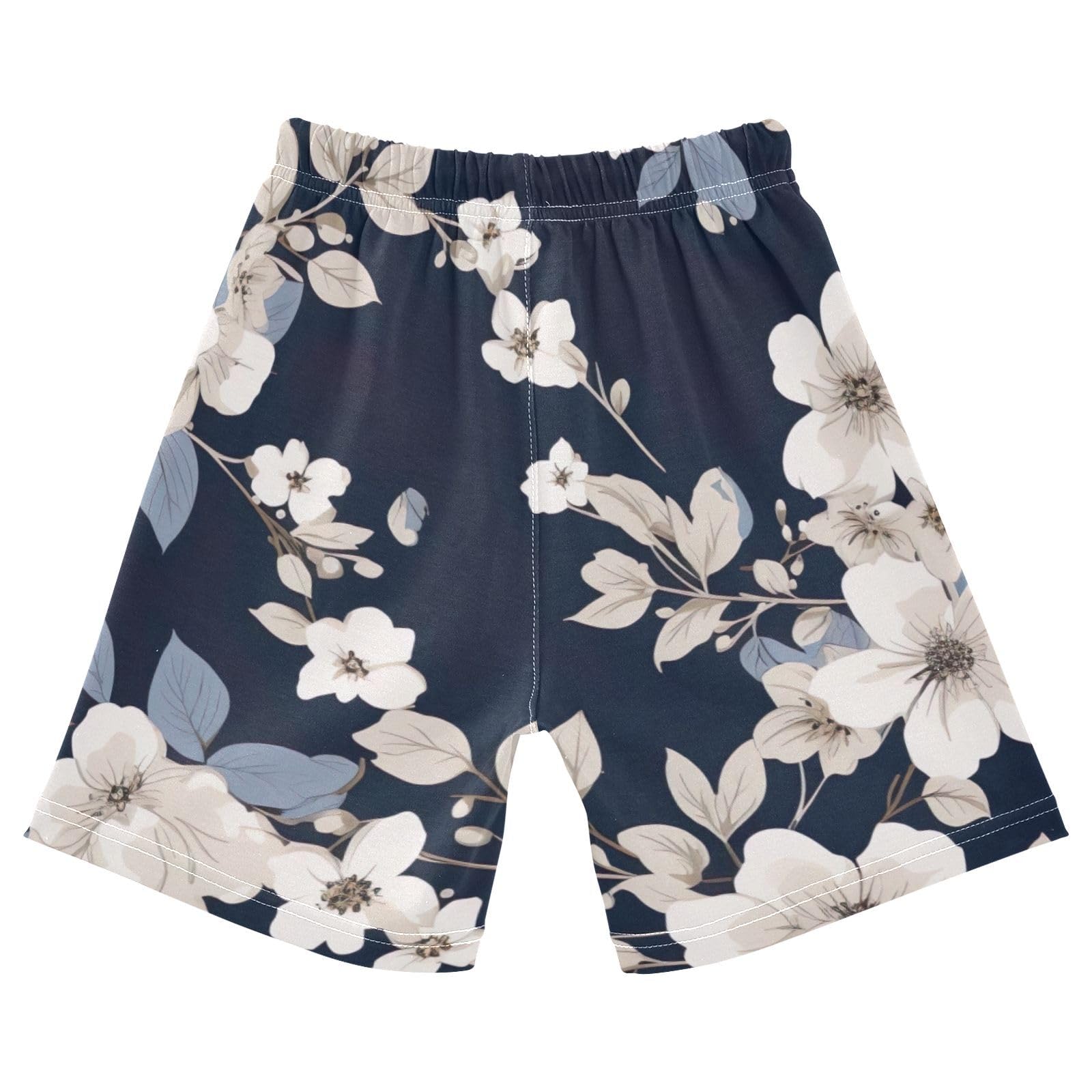 innewgogo Flowers Floral Black Toddler Baby Boy Girl Cotton Pull-On Shorts Elastic Waist Kids Pants Beach Summer Shorts 4T