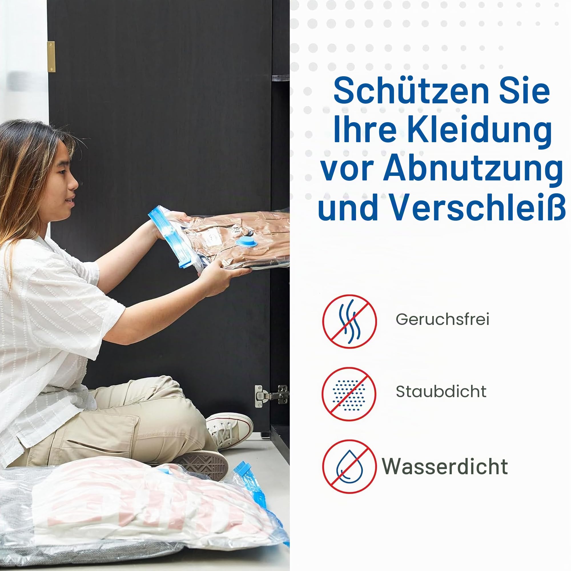 Spacesaver Space Bags Vakuum-Aufbewahrungsbeutel (20er-Pack) Sparen Sie 80% Platz beim Aufbewahren von Kleidung – Vakuumbeutel für Kleidung, – Pumpe für unterwegs