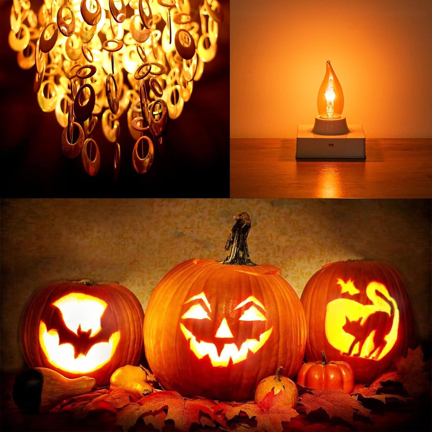 Sunaiony Flickering Flame Bulb E26 LED Fire Effect Light Bulbs, Flickering Light Bulbs for Halloween Christmas Holiday Decorations, 2 Modes, Amber Glass, 2 Pack