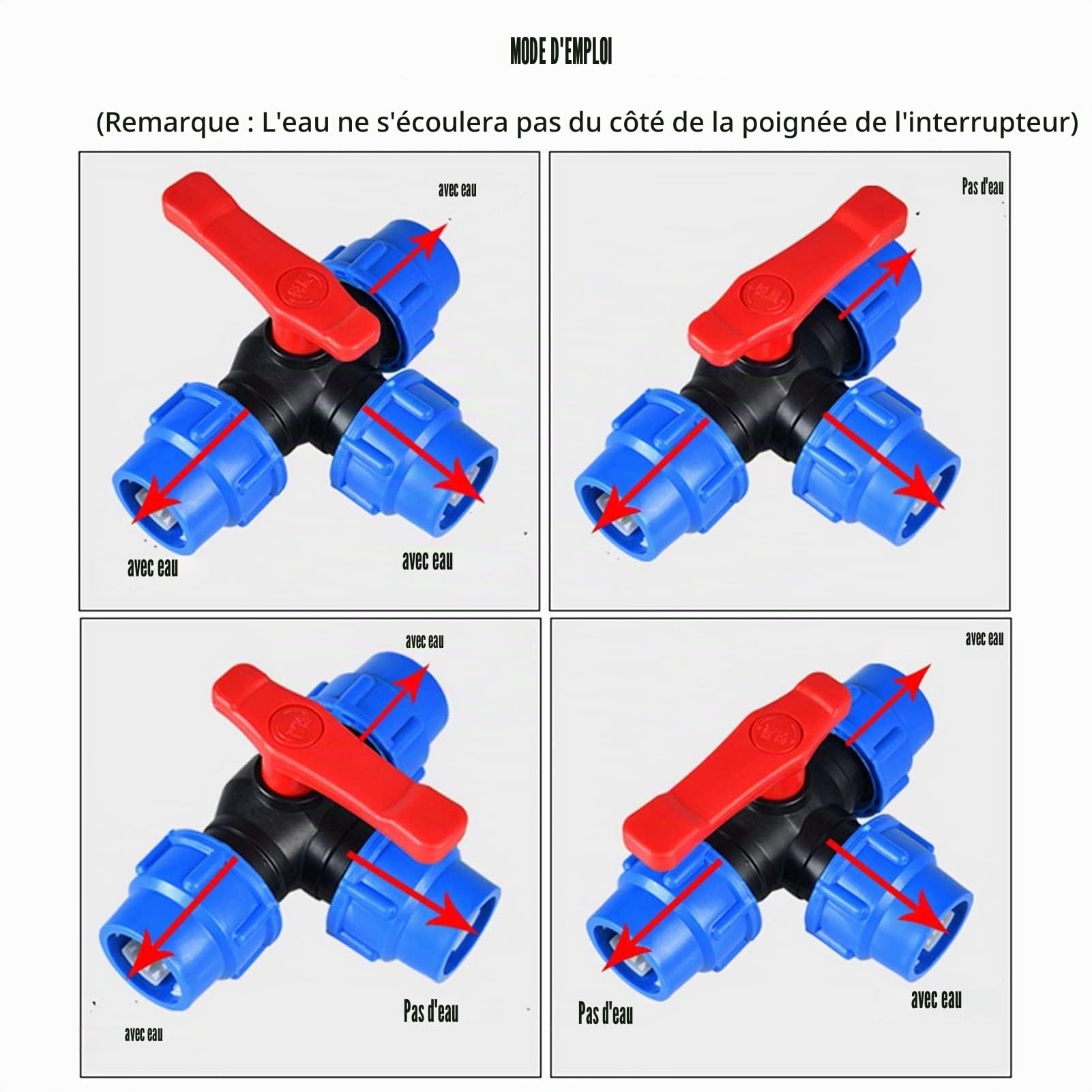 Vanne À Bille D'arrêt,20/25/32/40/50/63mm Robinet À Tournant Sphérique À Trois Voies À Connexion Rapide PVC PE Tuyau À Interrupteur Rapide Connecteur en T (Size : 40mm)
