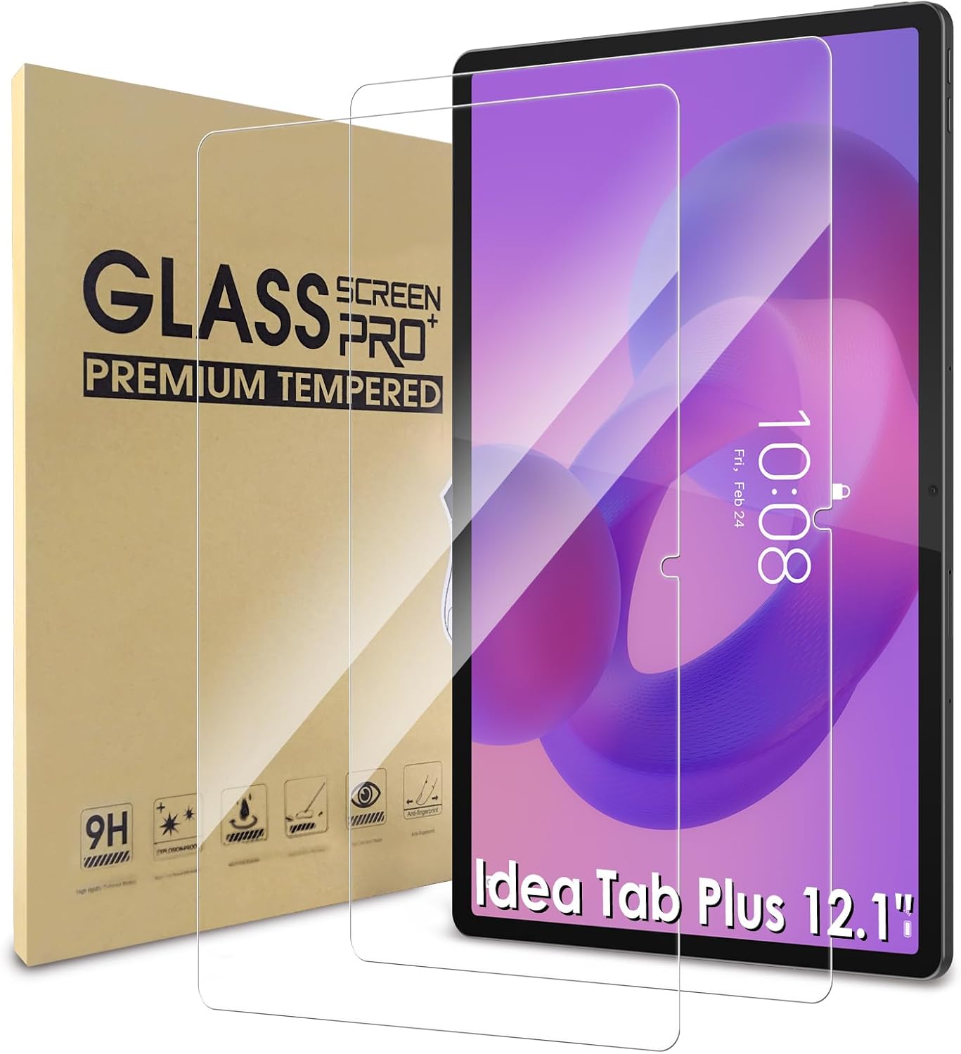 WD&CD 2 Pack Screen Protector Compatible with Lenovo Idea Tab Plus 12.1", Case Friendly Tempered Glass for Lenovo Idea Tab Plus 12.1" 【Anti Scratch 】【Anti Bubble】【High Definition】