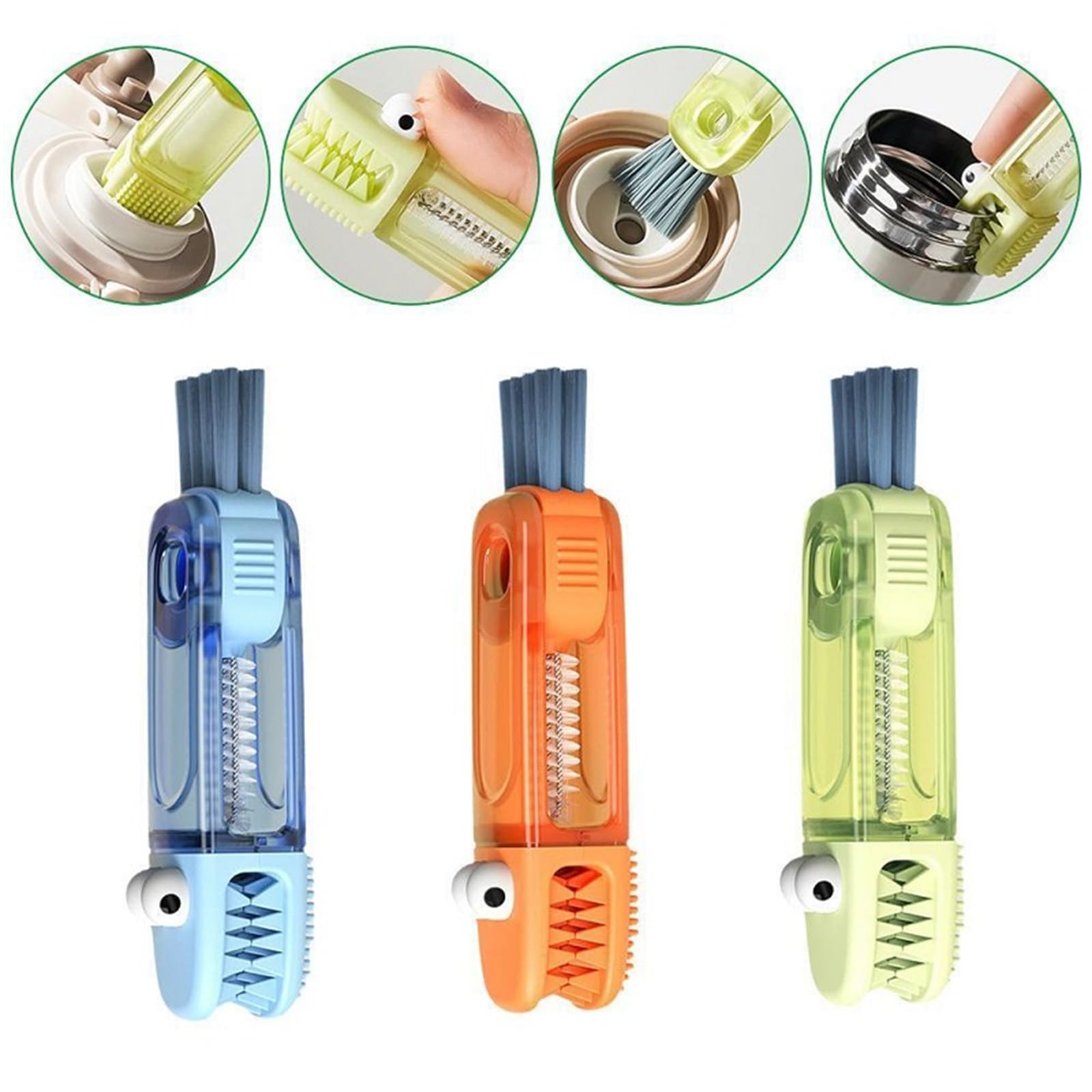 SharkBrush-3 in 1 Set di spazzole per la pulizia del coperchio della