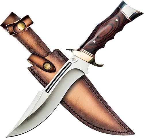 Kratos ZF9 Bowie Knife  Hecho a mano  Acero inoxidable 440 endurecido de 13.25 pulgadas  Funda de cuero  Caza al aire libre, bushcraft, deshuesado y