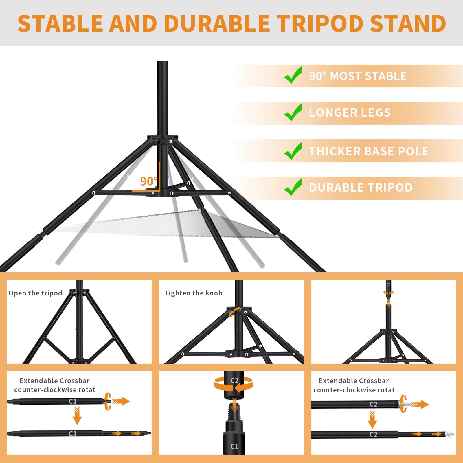 Soporte de fondo, nuevo sistema de fondo ajustable de 6,5 x 10 ft/2 x 3 m, kit para fotografía, estudio y fiesta, eventos, con bolsa de lona portátil