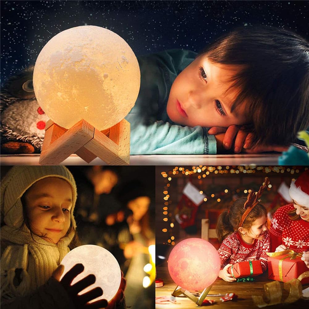 yky Luz nocturna de luna personalizada para niños, lámpara de luna personalizada con imagen, lámpara de luna con foto 3D personalizada (16 colores, 23 cm)