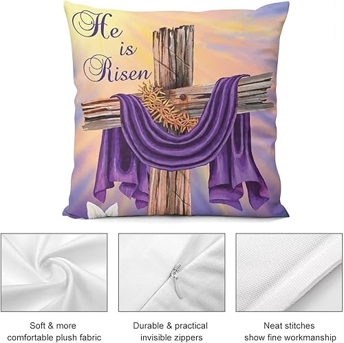 Miniatura 7 de Fundas de almohada con texto en inglés "Easter Religious He is Risen", 18 x 18 pulgadas, decoración del hogar, fundas de cojín para sofá,