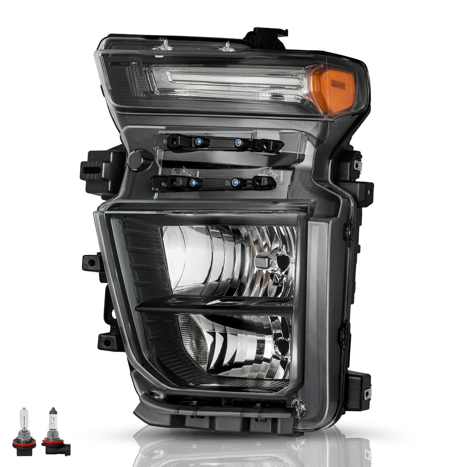 TUSDAR Halogen Headlights Assembly For 2020-2023 Chevy Silverado 2500HD 3500HD Factory OE Replacement Headlamp Light Left Driver Side w/Bulbs