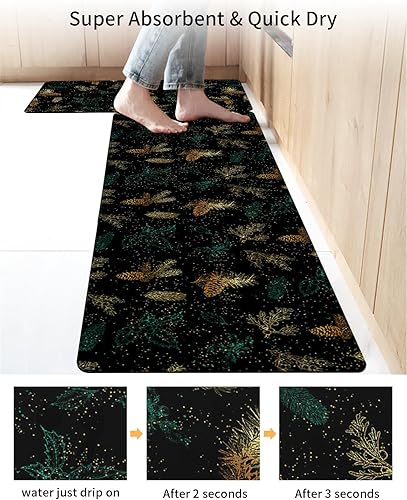 Miniatura 4 de Tapete de baño con cono de pino dorado para bañera, antideslizante, de secado rápido y absorbente, tierra de diatomeas, fregadero de ducha para