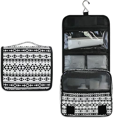 Miniatura 14 de Neceser étnico azteca geométrico para colgar artículos de tocador, neceser de maquillaje, bolsa de cosméticos, organizador de viaje para mujeres