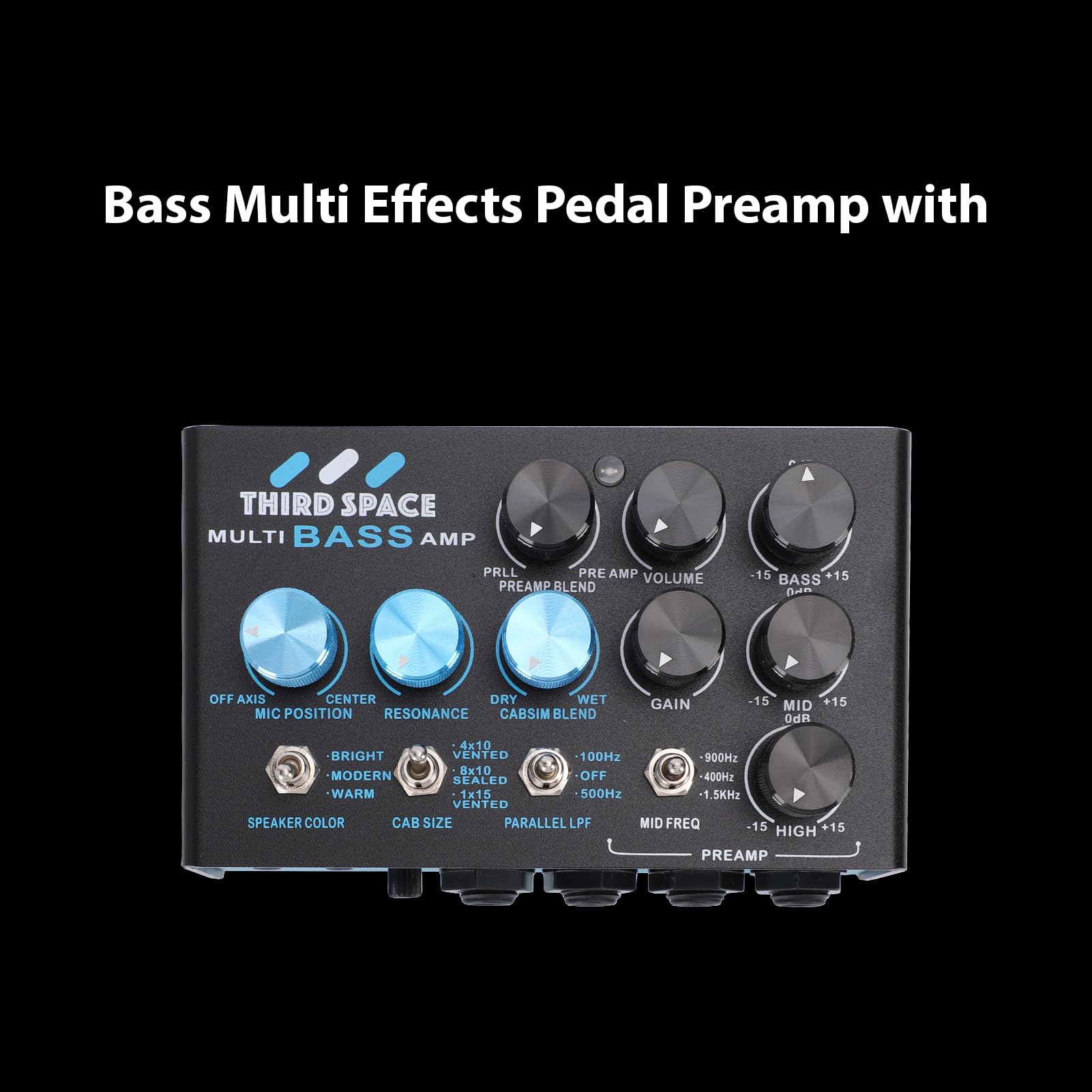 Fockety Pedale Effetti per Basso, Preamplificatore Professionale con Controllo Medio Semi Parametrico EQ a 3 Bande, Catena di Segnali Parallela, Simulatore di Cabina per Basso, Doppi