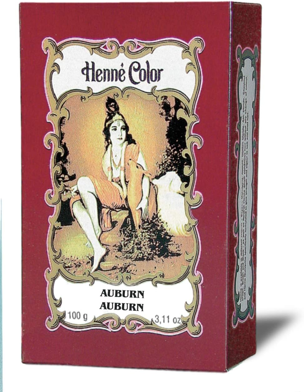 Henna w proszku do farbowania włosów, kolor mahoniowo-ciemny (Auburn), zawartość 100 g