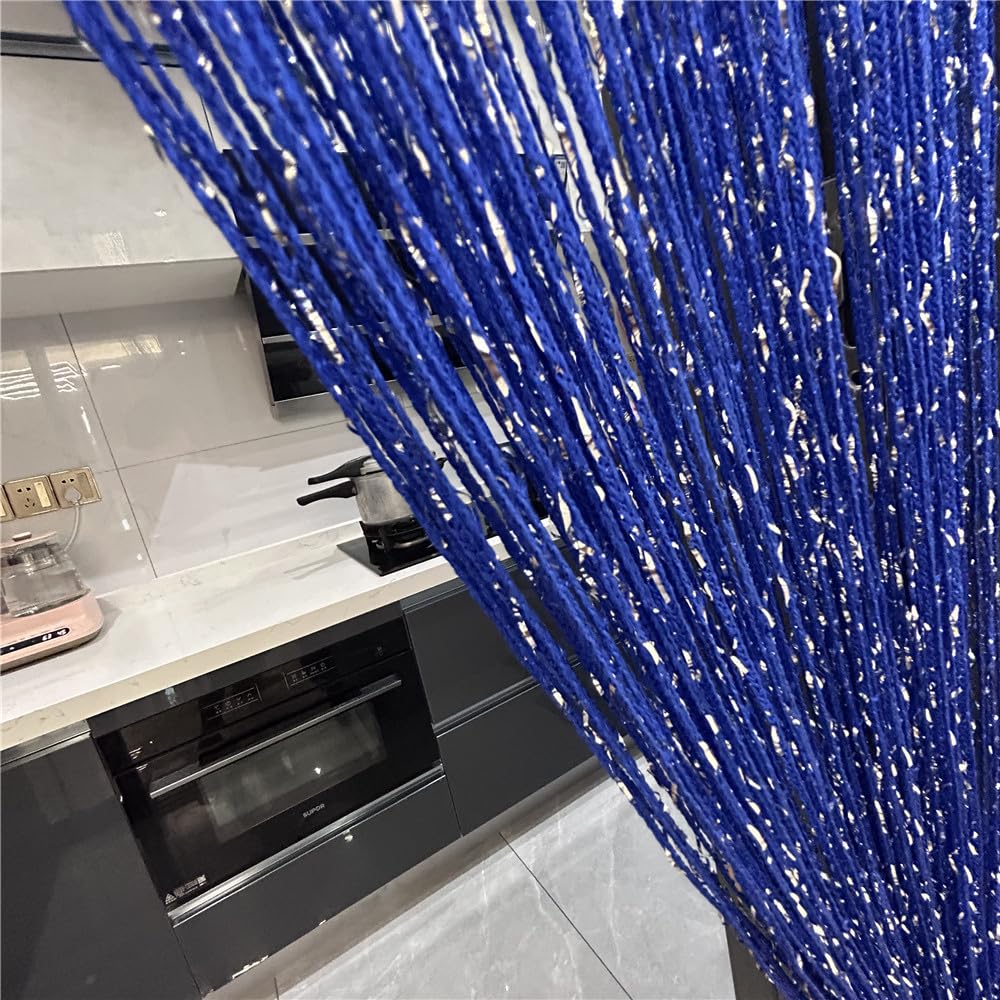 ave split Decorative Door String Curtain Wall Panel Fringe Window Room Divider Blind Divider Tassel Screen Home 100cm*200cm (Royal blue18)
