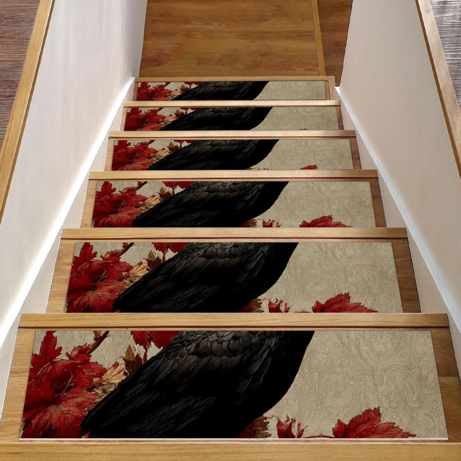 Marches d'escalier antidérapantes en bois d'intérieur lot de 15 tapis de protection lavables