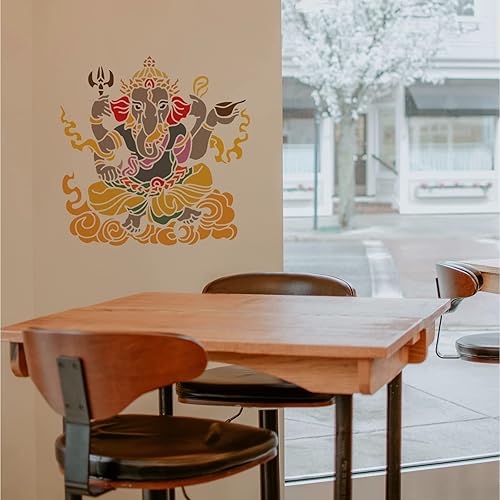 Miniatura 6 de FINGERINSPIRE Plantillas de dios de elefante indio de 11.8 x 11.8 pulgadas, plantillas de elefante de plástico, plantillas reutilizables de