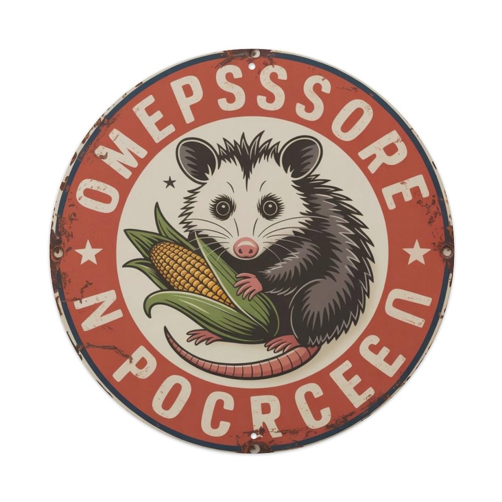 Farm Opossum Metal Tin Sign Plaque