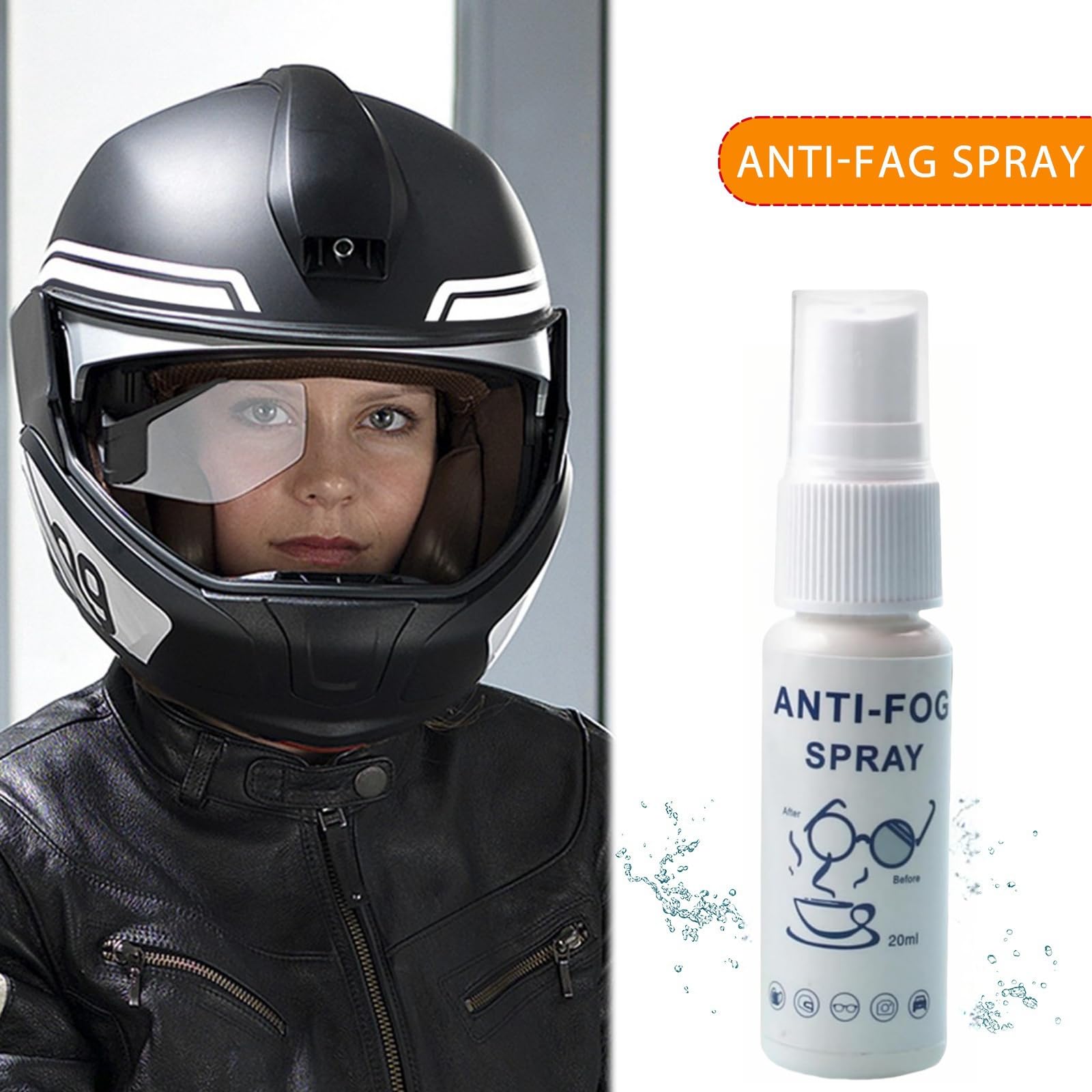 HIVETZ Spray antivaho de 20 ml para gafas, espray antivaho para gafas, spray antivaho para gafas, spray antivaho portátil, espray antivaho para coche, eficaz y antivaho para coche