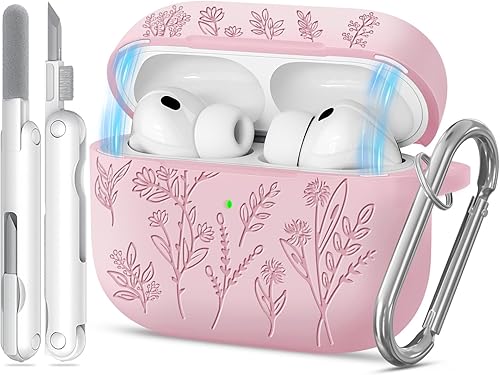 Miniatura 10 de Funda para Airpods Pro 3, Fundas con Grabado de Flores para Apple AirPods Pro de 3ª Generación 2025, Funda de Silicona Suave para Hombres y Mujeres