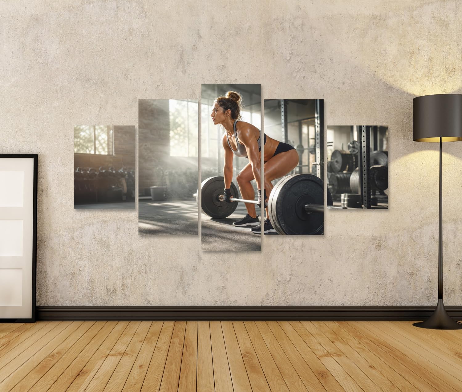 islandburner Quadro su tela, motivo: fitness motivazionale per la palestra in casa, perfetto per gli appassionati di sport, 5 pezzi