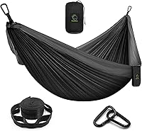 Vista 1 de Grassman Hamaca de camping doble y individual hamaca portátil con correas de árbol, hamacas de paracaídas de nailon ligero, accesorios