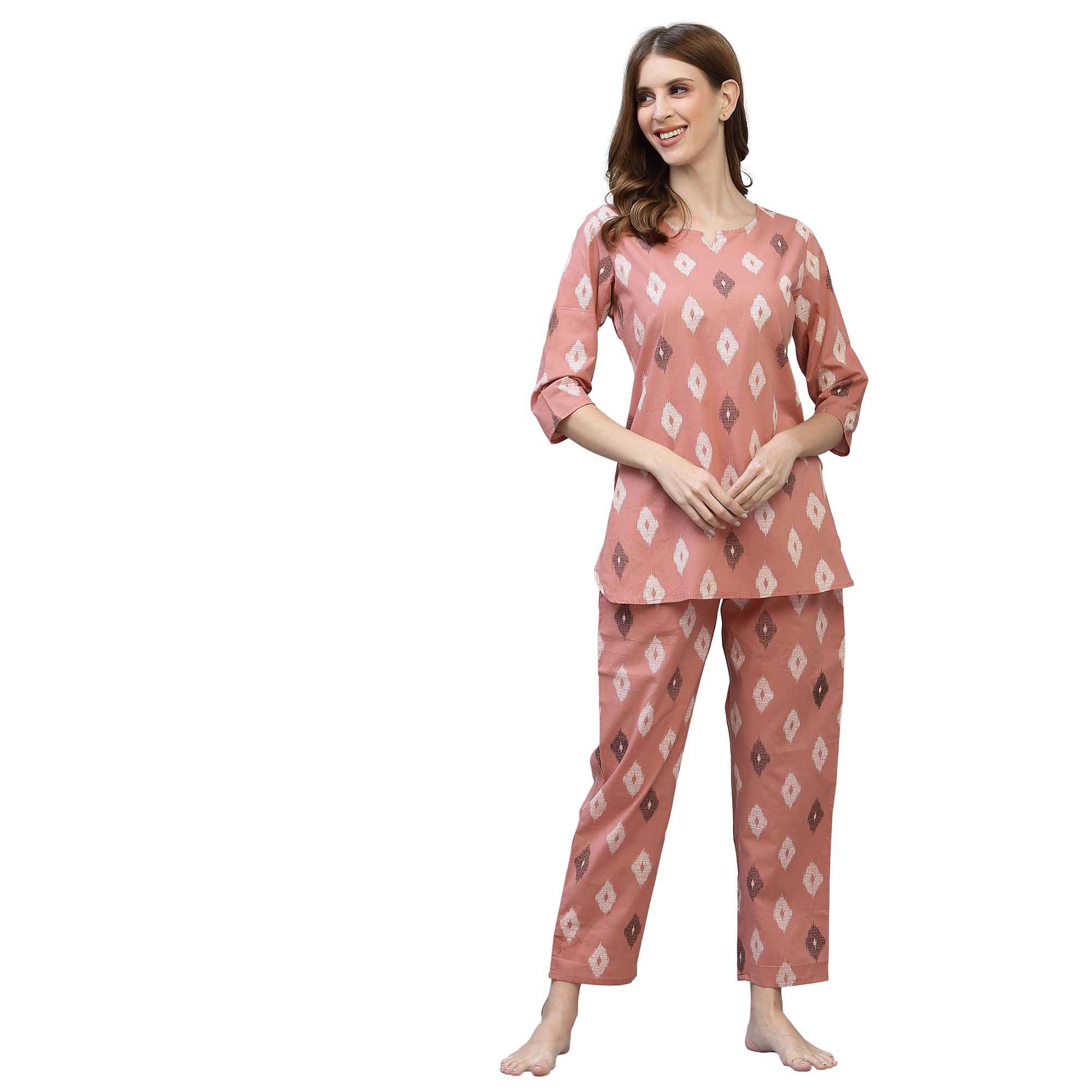 stylum Women's Ikat Print Rayon Night Suit Set (BLUSHIKAT38_Blush, M)-picture-44