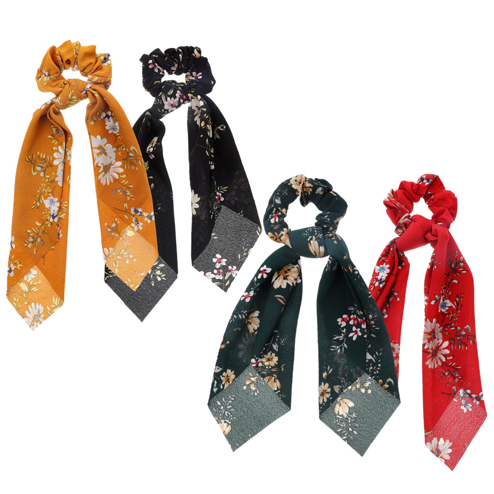 Beavorty 12 Piezas Serpentina De Cola De Caballo De Flores Titular De La Cola De Caballo De La Bufanda Favor De La Fiesta De Navidad Lazos Para El Cabello Fular Tela Cinta Corbata De Moño