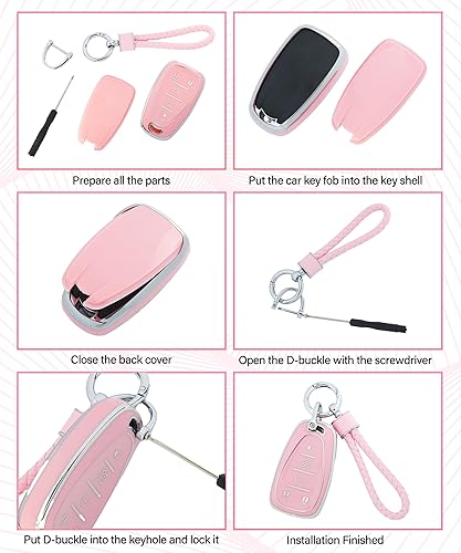 Miniatura 6 de Funda para llavero de automóvil con llavero, funda de TPU suave para llave de automóvil, soporte protector para llave de automóvil, protector de