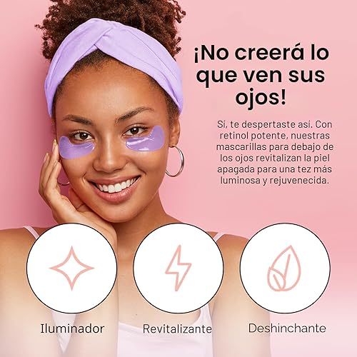 Miniatura 3 de grace & stella Parches de retinol debajo de los ojos para ojos hinchados y ojeras – Máscaras de gel restaurador debajo de los ojos con ácido