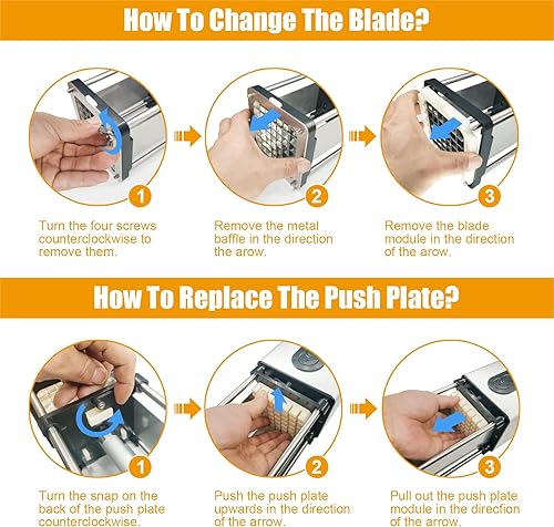 Miniatura 6 de Cortador eléctrico para papas fritas, cortador de papas fritas con hoja de acero inoxidable de 1/2 y 3/8 pulgadas, comercial, cortador de patatas