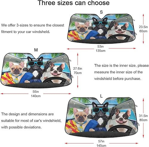 Miniatura 2 de Parasol de parabrisas para automóvil, diseño de Bulldog francés divertido, protector para ventana delantera pequeña de automóvil, VUD