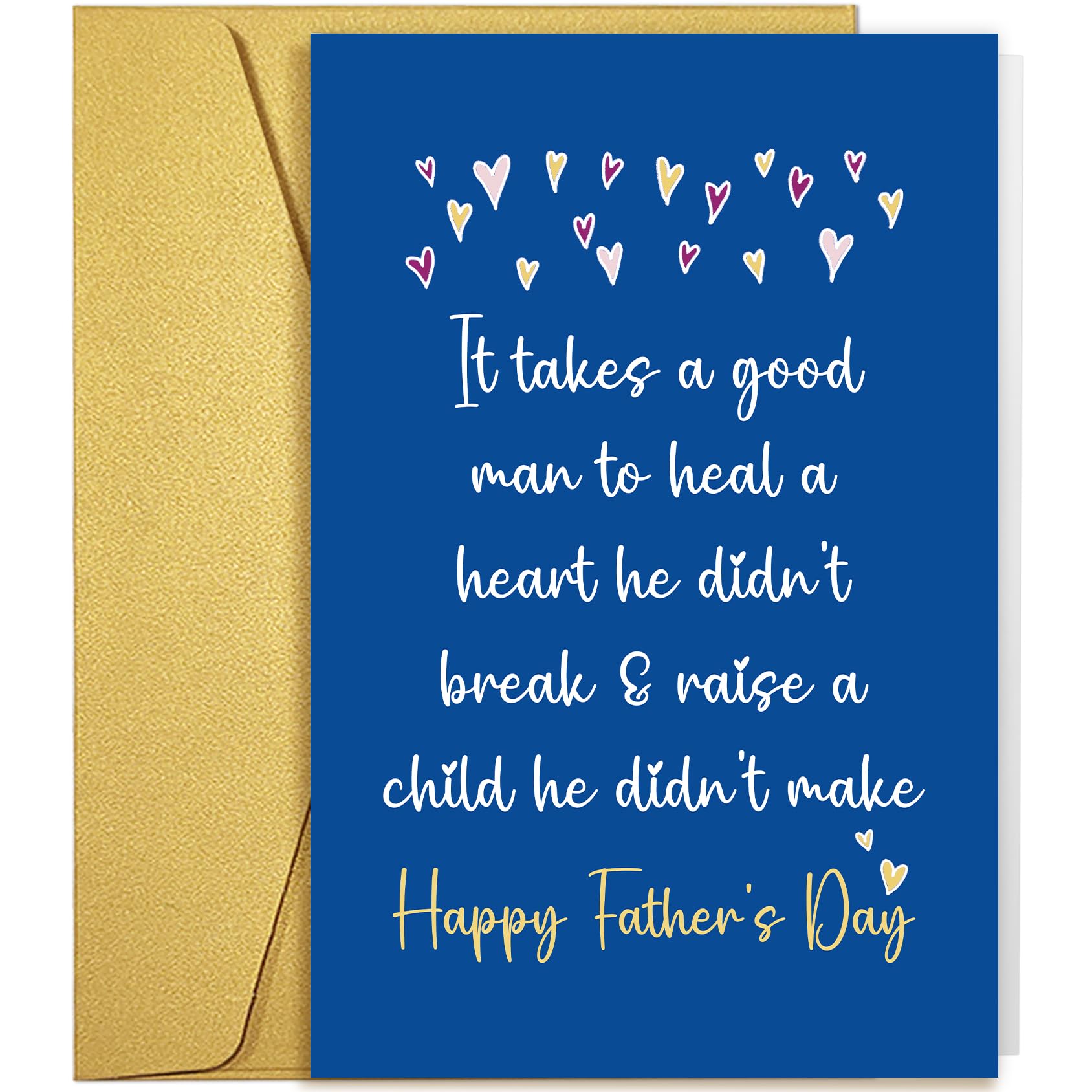 Qiliji Funny Fathers Day Card for Stepdad, Humorous Father's Day Card for Second Husband, Bonus Dad Fathers Day Cards Gifts from Stepdaughter Stepson,