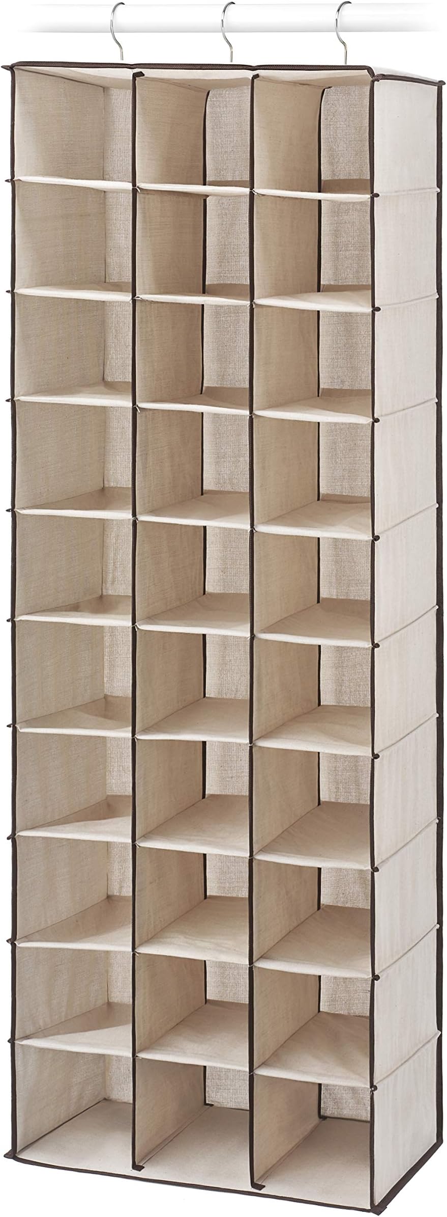 30 Section Hanging Shoe Shelves, Tan
