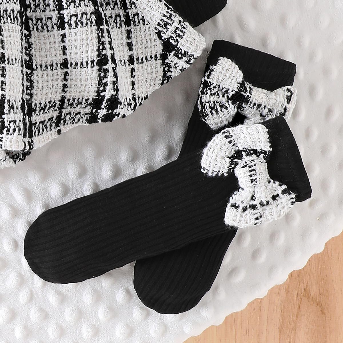 Baby Mädchen Outfits Kleinkind Ruffle Strampler Langarm Bodysuit+Stirnband+Socken Neugeborenes Jumpsuit Set