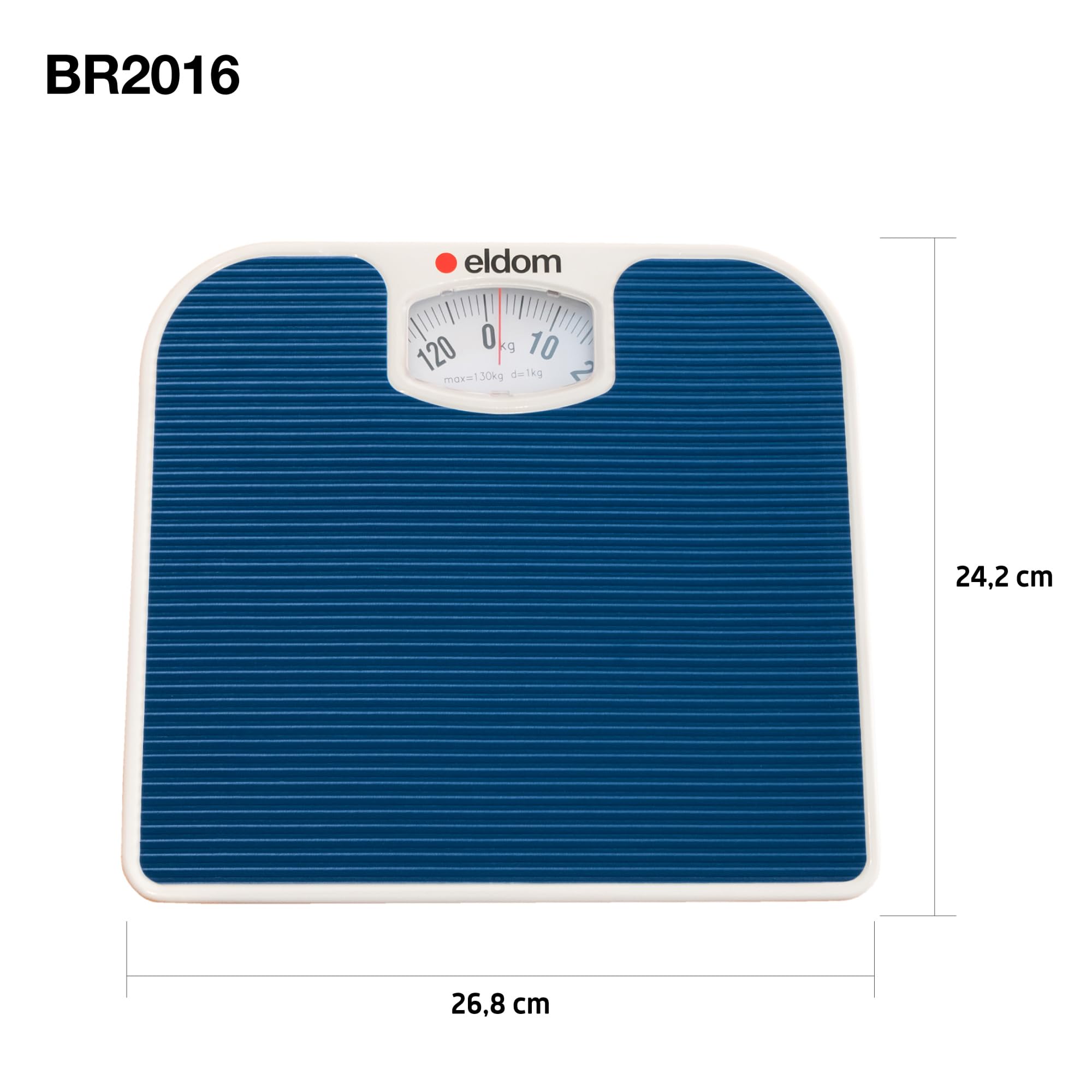 TRADIZIONELLE MECHANISCHE PERSONENWAAGE ANALOGE, SKALA FÜR 130KG BR2016, EINFACHE KALIBRIERUNG, STABILES METALLGEHÄUSE, LEICHT ABLESBAR, blau