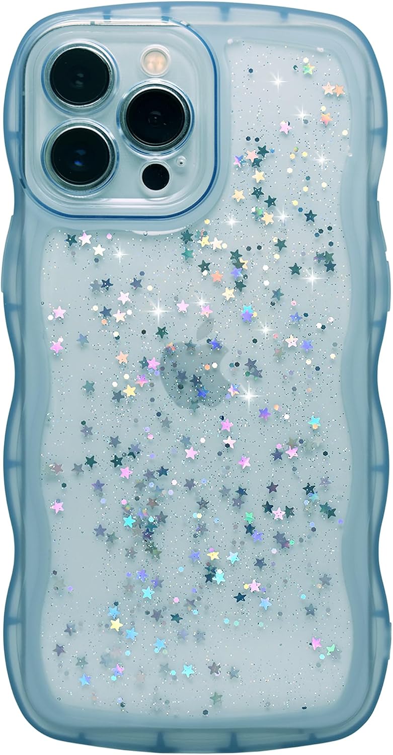 UEEBAI Cover per iPhone 7/iPhone 8, Custodia Trasparente per Antiurto, Sottile Morbida in Silicone TPU Protettiva Case, Curly Wave Frame TPU Bumper