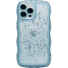 Qokey Glitter Star Wavy Case for iPhone 13 Pro 6.1" - Blue