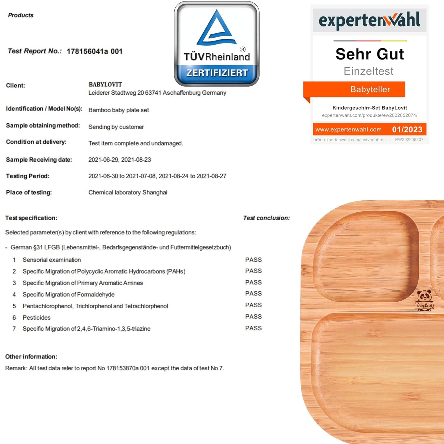 Bambus Kinderteller | TÜV Geprüfter Baby Teller mit Saugnapf & Esslernbesteck | BLW Beikost Zubehör | Esslernlöffel Baby Melamin & BPA frei | Kinder Teller mit Saugnapf | Kinderbetseck