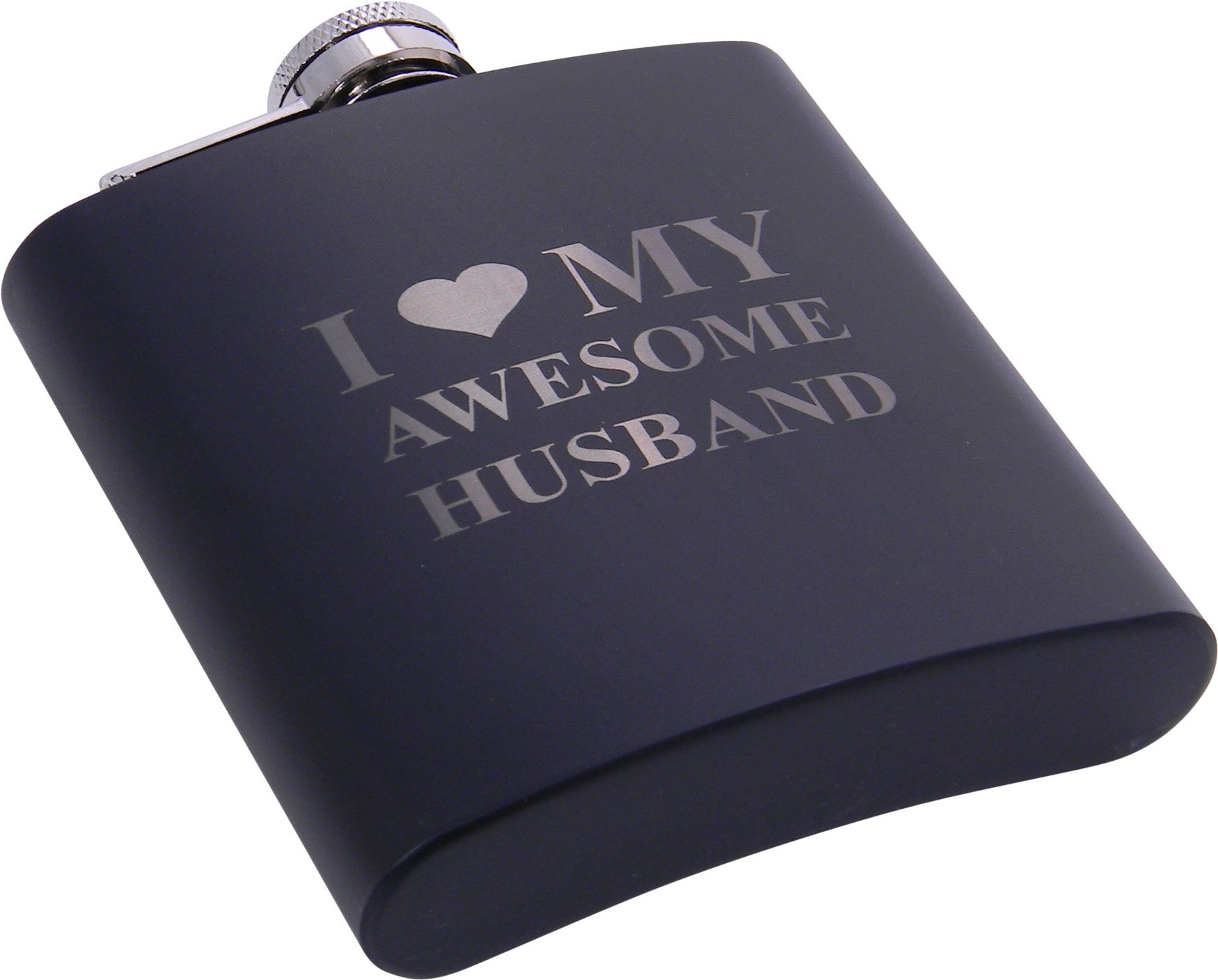 I Love My Awesome Husband 6oz Black Flask - Great Gift for Father's Day, Valentines Day, Anniversary, Birthday, or Christmas Gift for Husband, Dad