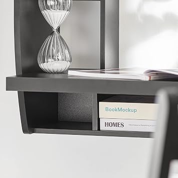 Haotian SoBuy Wall Mounted Folding Table Home Office Workstation Computer Desk with Storage Shelves Trestle Desk, Black FWT18-SCH