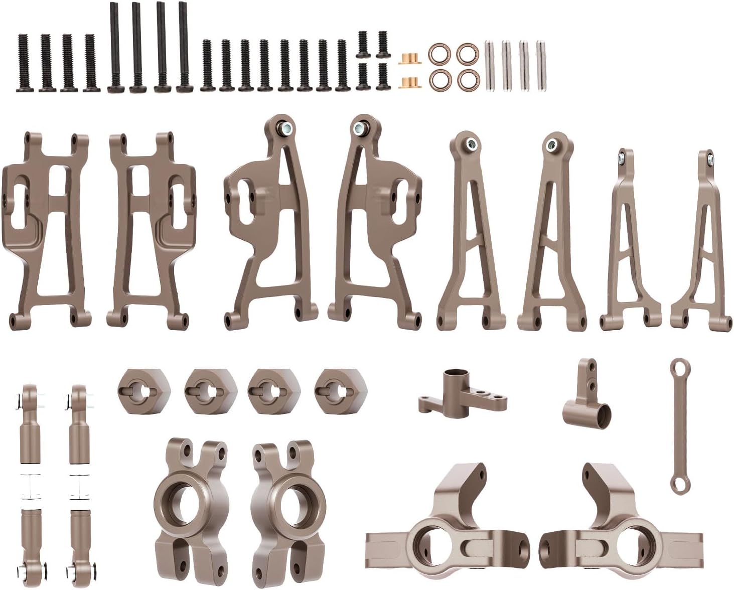 6061 Aluminum Steering Bellcrank Blocks Front Rear Hub Carrier Suspension Arm Kit for 1/14 14209 14210 H14BM Series Rc Car Upgrades Part Gray