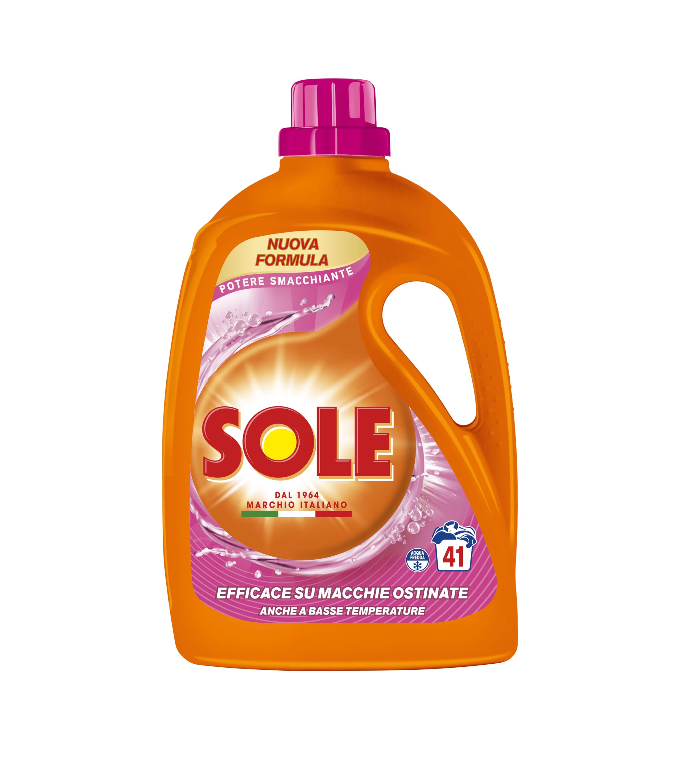 Sole Detersivo Lavatrice Liquido Potere Smacchiante 328 Lavaggi, Formula Igienizzante, 8 Confezioni da 41 Lavaggi